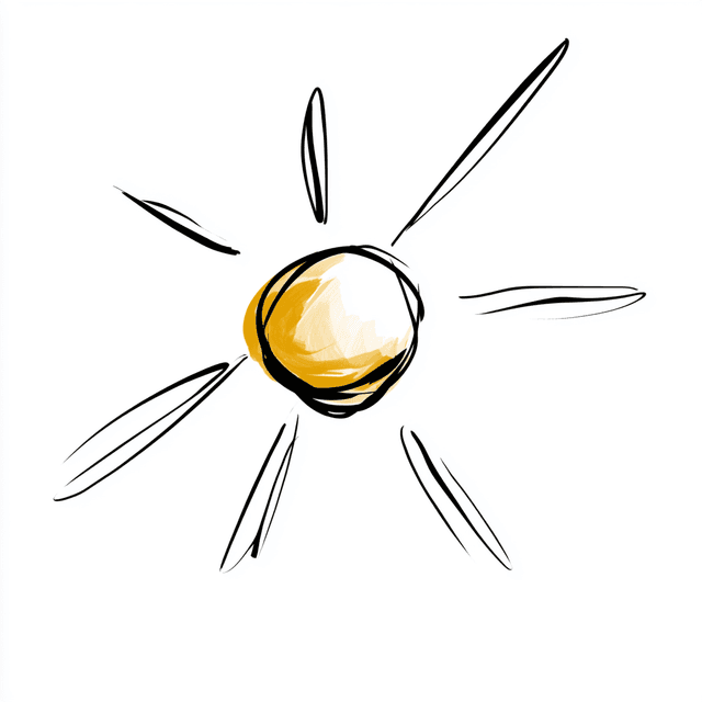 Hand-drawn Waylight sun illustration.