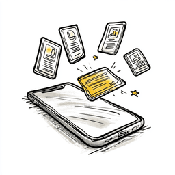 Illustration of care-at-home planning cards.