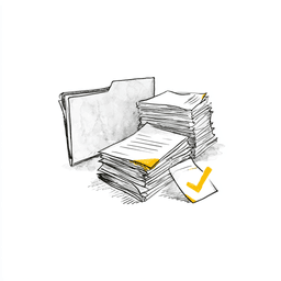 Illustration of organized documents in a folder.