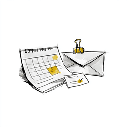 Illustration of letters and deadline reminders.