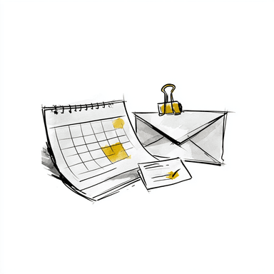 Illustration of letters and deadline reminders.