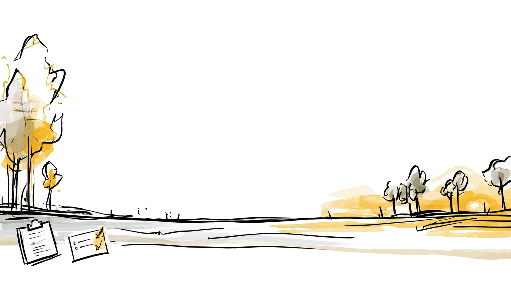 Open sidewalk and lantern illustration with warm Waylight yellow accents.